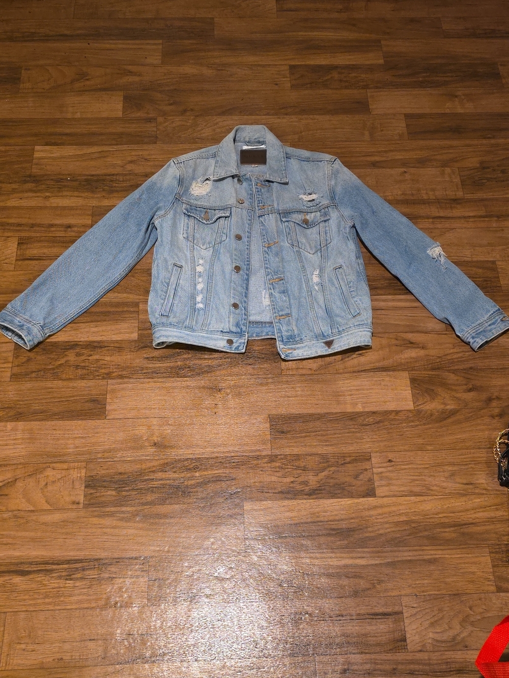 Guess Light Blue Distressed Denim Jacket - Women
